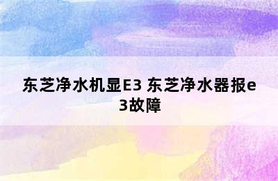 东芝净水机显E3 东芝净水器报e3故障